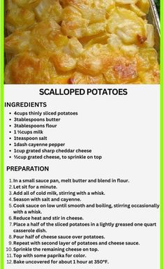 the recipe for scalloped potatoes is shown here