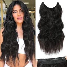 PRICES MAY VARY. 1️⃣【Easy to Apply】：Compared with traditional hair extensions, no tape, glue, halo hair extensions is faster and lighter, you can get fuller, longer natural wavy hair in 2 minutes! It can be worn on different occasions, such as attending weddings, parties and other special occasions, or it can be worn daily to do different hair styles, such as braids or ponytails 2️⃣【3 Ways to Wear】: 1. Fix the hair extensions halo on your head, fix them with 4 bb clips, and hide the wires with y Where To Buy Halo Hair Extensions, 20 Inch Halo Extensions, Best Halo Hair Extensions On Amazon, Halo Hair Extensions Half Up, Amazon Halo Extensions, Clip In Hair Extensions Tutorial, Instant Hair Growth, Increase Hair Length, Dark Brown Hair Extensions