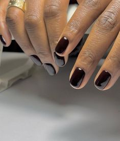 Dark Nail Polish Ideas, Very Dark Red Nails, Dark Pedicure Ideas, Dark Nail Colours, Mulled Wine Nails, Dark Manicure Ideas, Dark Red Pedicure, Christmas Nail Color Ideas, Dark Colored Nails