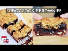 someone is holding up some cookies and brownies in front of the camera with text that reads fugly cookie brownies