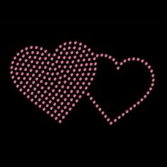 two hearts made up of small pink dots on black background with the word love written in it