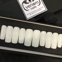 Simplicity press on nails. Opaque full cover white nails with high gloss top coat. Set shown is XL Square. Each set of nails are packaged in a gift box with a complimentary preparation pack which includes: 🖤 KDS professional nail glue (UK only due to shipping laws / tabs for overseas buyers) 🖤 a cuticle pusher 🖤 a nail file 🖤 a buffer block 🖤 an alcohol wipe  🖤 a full set of instructions for applying, removing and caring for your nails To size your nails, I highly recommend you order a siz Venom Nails, Gel Press On Nails, Coat Set, Gel Press, Press Ons, Cuticle Pusher, Nail Sizes, Nail Glue, Nail Technician