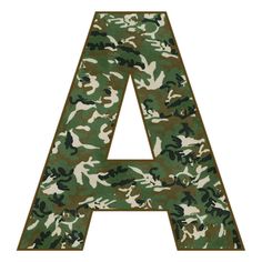 the letter army with camouflage print