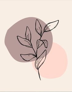 a black and white drawing of a plant on a light pink background with the word love written below it