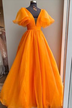 Uniqus Long Prom Dress Orange Formal Dress Orange Formal Dresses, डिजाइनर कपड़े, Celebrity Style Dresses, Bohol, Ball Gowns Evening, فستان سهرة, Custom Size Dresses, Long Prom Dress, Orange Dress