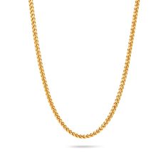 One Mid-sized Gold Franco Chain. Approximately 2.5mm wide. Made in solid gold. Size Chart Necklace Length Chart, Large Frames, Jewelry Cleaner, Necklace Sizes, 18k Rose Gold, Handcrafted Jewelry, Jewelry Pieces, Solid Gold, Necklace Lengths