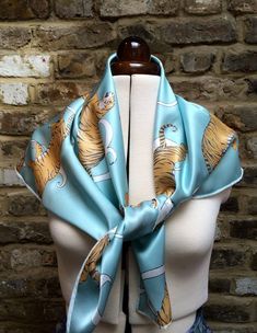 Handmade and Finished in our Notting Hill Studio 100% Silk  Tiger Print by Juliet Stedman, LPP illustrator  Gift Box Included Dimensions: 83 x 83cm Tiger Scarf, Notting Hill, Tiger Print, Scarfs, Vintage Chic, Wedding Shop, Scarf Wrap, Labour Day, Scarf Accessory