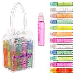 PRICES MAY VARY. 12 Rollerball Lip Glosses - These roll-on lip glosses come in various fruit flavors to delight your senses & keep your lips smooth and moisturized; each makeup kit features different fruity flavors including Strawberry, Grape, Pineapple, Orange, Green Apple, and Cherry Easy use - Each lip-gloss is easy to use with a roller ball top for easy application at home or on-the-go, take them with you in convenient clear makeup bag Hydrated & Nourished - Designed as little girls lip glos Roll On Lip Gloss, Kid Friendly Party, Girls Lip Gloss, Lip Gloss Cosmetics, Lip Gloss Balm, Glitter Lip Gloss, Flavored Lip Gloss, Lip Gloss Collection, Flavored Lip Balm