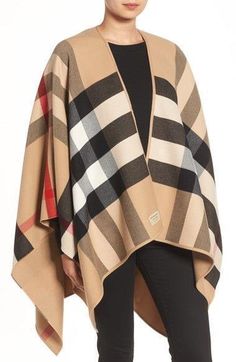 Burberry Charlotte Wool Reversible Poncho Cape Burberry Cape, Cape Scarf, Poncho Jacket, Wool Poncho, Wool Cape, Capes For Women, Burberry Jacket, Scarf Poncho, Poncho Cape