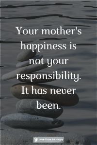 rocks stacked on top of each other with the quote your mother's happiness is not your reponsibity it has never been