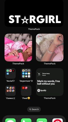 an iphone screen with the text stargirl on it