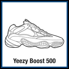 Yeezy Drawing, Shoe Coloring Pages, Yeezy Boost 500, Small Drawing Room Interior, Small Drawing Room, Unicorn Printables, Adidas Models