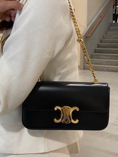 Celine Bag Outfit, Tas Celine, Celine Triomphe Shoulder Bag, Triomphe Shoulder Bag, Celine Triomphe, My Style Bags, Luxury Bags Collection, Handbag Essentials, Girly Bags