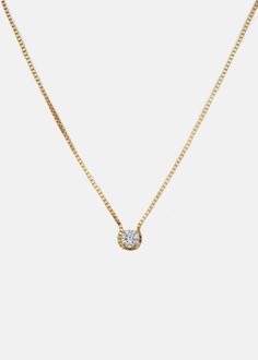 —Trace Collection Showcasing a fluid line that delicately traces around the floating stone. The Brilliant Diamond Trace Necklace showcases a fluid chain that gently traces around a 1.5ct brilliant-cut diamond. 14K Gold - 16” length, 1.6mm *Necklace and setting price only, final price provided upon diamond selection For custom lengths or variations, email us at info@katkimfinejewelry.com - Handcrafted in Los Angeles, California. Luxury Classic Diamond Necklace With Box Chain, Luxury Lab-grown Diamond Necklace With Round Stone, Luxury Classic Brilliant Cut Chain Necklace, Refined Luxury Gold Diamond Necklace, Engagement Earrings, Ear Pins, Engagement Bands, Brilliant Diamond, Brilliant Cut Diamond