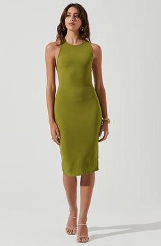 Have fun in the Rio Dress! It features a ribbed knit construction with a crew neckline and sleeveless design. Cross strap back. Bodycon silhouette. Ribbed Bodycon Dress With Scoop Neck, Chic Ribbed Bodycon Dress With Scoop Neck, Ribbed Scoop Neck Dress For Night Out, Scoop Neck Ribbed Dress For Night Out, Summer Crew Neck Ribbed Dress, Colour Season, Season Outfits, Pranali Rathod, Back Dresses