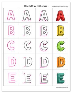 3d Letters Tutorial, Letters Tutorial, Alphabet Drawing, Bubble Drawing, Materi Bahasa Jepang, 3d Alphabet