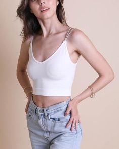 Low Back, Basic Tank Top, Camisole Top, Spandex, V Neck, Tank Tops, Women's Top, How To Wear