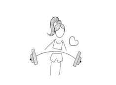 a woman is doing exercises with dumbbells and holding a barbell in her hand