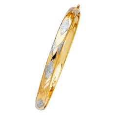 Material Type 14k GoldMaterial Color Yellow White Width 7 mmDiameter 8 in All measurements are approximate and may vary slightly from the listed dimensions. Fine Gold Jewelry, Fine Diamond Jewelry, Gold Models, Stylish Gifts, Quality Diamonds, Jewelry Gift Box, Gold Bangles, Gold Material, Yellow Color