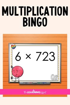 a whiteboard with the words multiplication bingo written on it and an image of