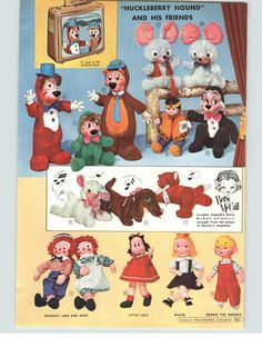 an advertisement for toys featuring cartoon characters from the 1950's and 1960s's