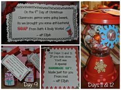 several different pictures of christmas items in a snow globe with instructions for how to make them