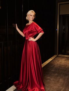 Long Puffy Sleeves, Silk Evening Dress, Xxxl Dress, Red Evening Dress, Puffy Sleeves, Red Satin, Red Silk, Dresses Xs, Red Formal Dress