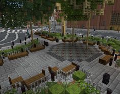 Built by a builder on the New York City Build the Earth server. nyc.buildtheearth.net Minecraft Plaza, Minecraft Aesthetic, Minecraft Things, Minecraft Structures, Park Plaza, Easy Minecraft Houses, Minecraft Inspiration, Minecraft Construction