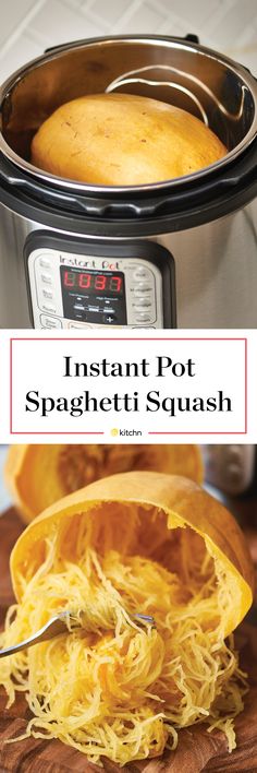 instant pot spaghetti is being cooked in an instant pot with the words instant pot spaghetti on it