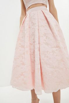 Jacquard Midi Skirt - Pink - Lovers of dressing up are sure to fall for this ultra-feminine midi skirt.. Cut from opulent jacquard with a textured finish, it skims curves in all the right places and gently cinches in your waistline. Jacquard Midi Skirt, Pink Midi Skirt, Evening Skirts, Wedding Skirt, Jacquard Skirt, Latest Skirts, Midi Flare Skirt, All The Right Places, Ultra Feminine