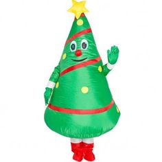 an inflatable christmas tree costume is shown