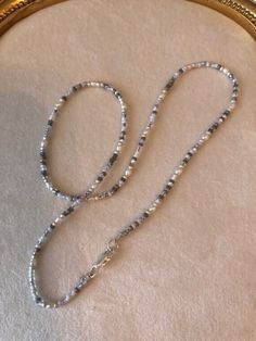 Miyuki seed beads in the soft greys and silver, spaced with silver beads and little rice pearls.  Silver clasp.  16 inches long. Rice Pearls, Jewelry Design Inspiration, Seed Bead Necklace, Beaded Necklaces, Silver Beads, Seed Beads, Seeds, Jewelry Design, Beaded Necklace