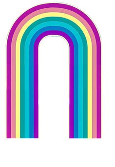 the letter n is made up of multicolored rainbows