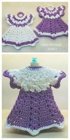 crocheted baby dress and bib pattern with free video