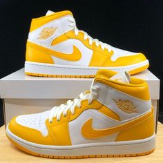 Wmns Nike Air Jordan 1 Mid University Gold-White (Bq6472-117) Women's Size 12/ Mens Size 10.5 >Brand New Never Worn And In Amazing Condition, Comes With Box! No Rips/Tears/Stains Anywhere On The Shoes. If You Have Any Questions Please Message Me And I’ll Get Back To You As Quickly As Possible. >If You Like This Pair Of Shoes You May Like Some Of My Other Pairs As Well, I Have Over 500 Pairs To Choose From I Give Discounts On All Bundles Yellow Casual Custom Sneakers For Streetwear, Yellow Casual Sneakers For Streetwear, Sporty Yellow High-top Sneakers With Cushioned Footbed, Casual Custom Sneakers In Neon Yellow With Boost Midsole, Casual Custom Sneakers With Round Toe In Mustard, Custom Casual Mustard Sneakers With Round Toe, Casual Mustard Custom Sneakers With Round Toe, Casual Sneakers With Yellow Stitching For Streetwear, Yellow Casual High-top Sneakers With Boost Midsole