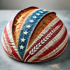 a loaf of bread with an american flag design on it