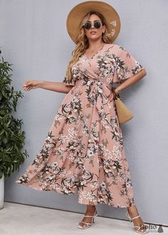 Try this Boho Plus Size Raya Maxi Dress For Women this season! Beautiful pink floral print V-neck cross over bust Short flutter sleeves Matching fabric belt at waist High elasticised waistband Wide ruffled hemline Cold gentle hand wash recommended Fabric: Polyester SIZING GUIDE: Model wears Size 1XL, her approximate measurements are: Height: 170 cm, Bust: 108 cm , Waist: 88 cm, Hips: 119 cm PRODUCT MEASUREMENTS Size (CM) Shoulder Length Sleeve Length Bust Waist Size Belt Length 0XL 42.5 133 24.4 Plus Size Boho Clothing, Boho Plus Size, Boho Mode, Maxi Dress For Women, Boho Style Outfits, Floral Dress Casual, Mode Boho, Shein Dress, Maxi Dress Party