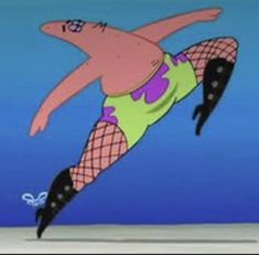 an animated image of a man wearing fishnet stockings