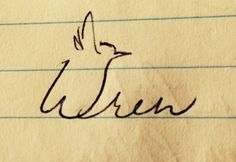 a drawing of a bird on lined paper with the word urn written in cursive writing