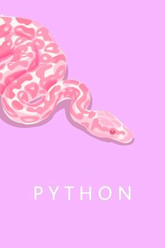 a pink and white snake with the word python on it's back side, in front of a purple background