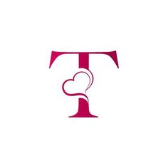 the letter t with a heart in it's center is shown on a white background