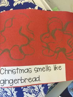 a piece of paper that has been cut out to look like christmas smells like gingerbread