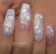 Glitter Nails Ombre, Nails Ombre, Picture Polish, Nails Glitter, Ballerina Nails, Glitter Ombre, Acrylic Nails Coffin, Birthday Nails, Prom Nails