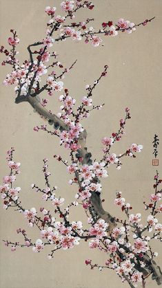 Japanese Floral Art, Japan Traditional Art, Dali Art, Cherry Blossom Painting, Chinese Art Painting, Cherry Blossom Art, Blossom Tattoo, Asian Painting, Life Paintings