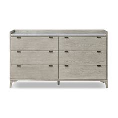 an image of a dresser with drawers and marble top in light grey wood, on white background