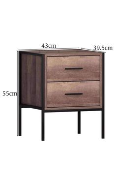 the measurements for an end table with two drawers