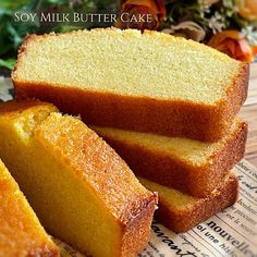 slices of orange pound cake on a cutting board