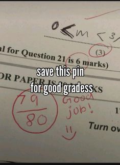 some paper with writing on it that says save this pin for good gradess