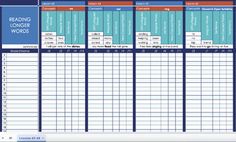 a spreadsheet showing the time and attendance sheet for reading long - term words