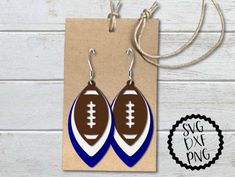 Football Earrings Football Template, Making The Cut, Football Diy, Football Earrings, Stacked Earrings, Art Svg, Art Earrings, Football Svg